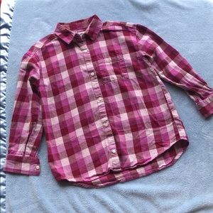 Old Navy girls pink plaid sleeve shirt-size M(8)